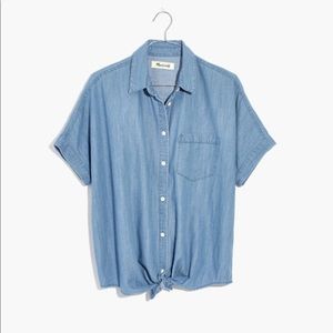 Madewell Denim Short-Sleeve Tie-Front Shirt